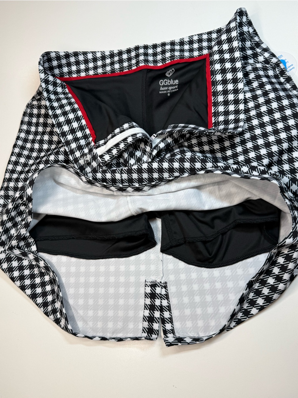 GGblue Gingham Golf/Tennis Skort Size 6 NWT Black White Athletic Skirt - Picture 6 of 12